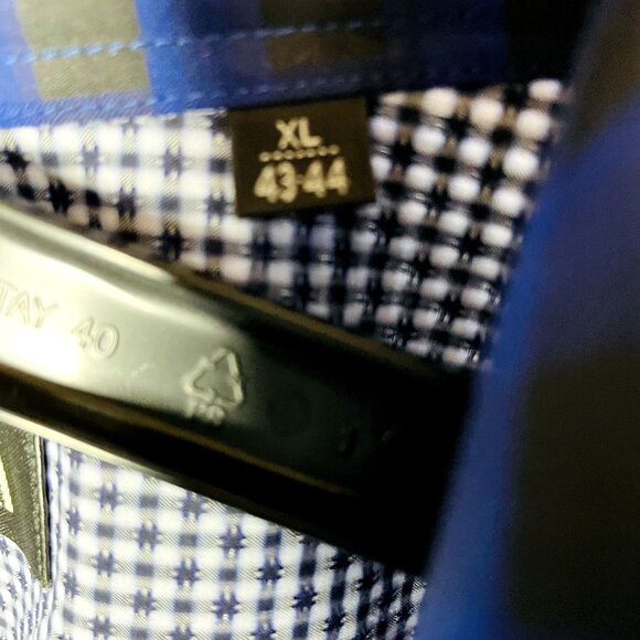 Verri Mens Blue Gingham Button Down Collared Dress Shirt Size XL 44 u - Picture 5 of 7